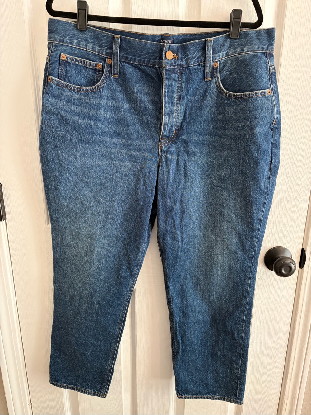 J. Crew High Rise Straight Leg Button Fly Dark Wash Jeans - Women’s Size 33P/14